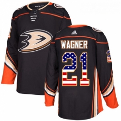 Youth Adidas Anaheim Ducks 21 Chris Wagner Authentic Black USA Flag Fashion NHL Jersey 