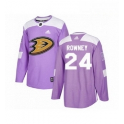 Youth Adidas Anaheim Ducks 24 Carter Rowney Authentic Purple Fights Cancer Practice NHL Jersey 