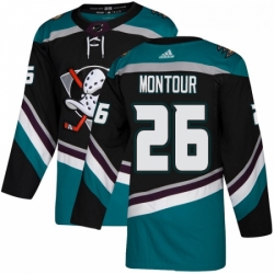 Youth Adidas Anaheim Ducks 26 Brandon Montour Authentic Black Teal Third NHL Jersey 