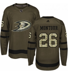 Youth Adidas Anaheim Ducks 26 Brandon Montour Authentic Green Salute to Service NHL Jersey 
