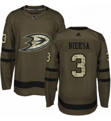 Youth Adidas Anaheim Ducks 3 Kevin Bieksa Premier Green Salute to Service NHL Jersey 