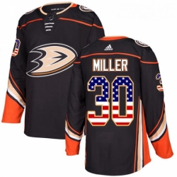 Youth Adidas Anaheim Ducks 30 Ryan Miller Authentic Black USA Flag Fashion NHL Jersey 