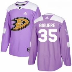 Youth Adidas Anaheim Ducks 35 Jean Sebastien Giguere Authentic Purple Fights Cancer Practice NHL Jersey 