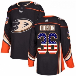 Youth Adidas Anaheim Ducks 36 John Gibson Authentic Black USA Flag Fashion NHL Jersey 