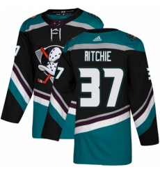 Youth Adidas Anaheim Ducks 37 Nick Ritchie Authentic Black Teal Third NHL Jersey 