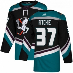 Youth Adidas Anaheim Ducks 37 Nick Ritchie Authentic Black Teal Third NHL Jersey 