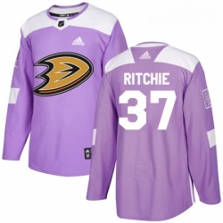 Youth Adidas Anaheim Ducks 37 Nick Ritchie Authentic Purple Fights Cancer Practice NHL Jersey 