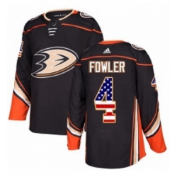 Youth Adidas Anaheim Ducks 4 Cam Fowler Authentic Black USA Flag Fashion NHL Jersey 