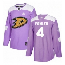 Youth Adidas Anaheim Ducks 4 Cam Fowler Authentic Purple Fights Cancer Practice NHL Jersey 