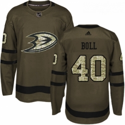 Youth Adidas Anaheim Ducks 40 Jared Boll Authentic Green Salute to Service NHL Jersey 