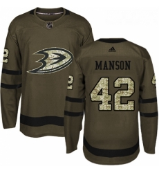 Youth Adidas Anaheim Ducks 42 Josh Manson Authentic Green Salute to Service NHL Jersey 
