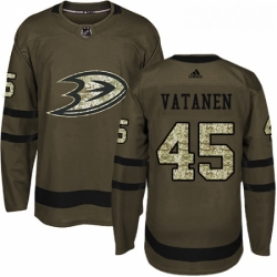 Youth Adidas Anaheim Ducks 45 Sami Vatanen Authentic Green Salute to Service NHL Jersey 