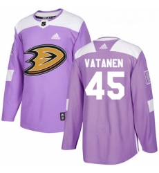 Youth Adidas Anaheim Ducks 45 Sami Vatanen Authentic Purple Fights Cancer Practice NHL Jersey 