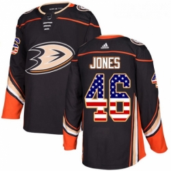 Youth Adidas Anaheim Ducks 46 Max Jones Authentic Black USA Flag Fashion NHL Jersey 