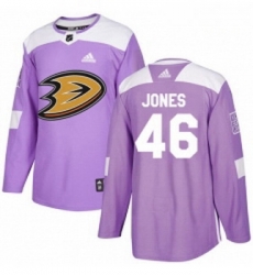 Youth Adidas Anaheim Ducks 46 Max Jones Authentic Purple Fights Cancer Practice NHL Jersey 