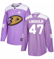 Youth Adidas Anaheim Ducks 47 Hampus Lindholm Authentic Purple Fights Cancer Practice NHL Jersey 