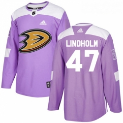 Youth Adidas Anaheim Ducks 47 Hampus Lindholm Authentic Purple Fights Cancer Practice NHL Jersey 