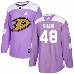 Youth Adidas Anaheim Ducks 48 Logan Shaw Authentic Purple Fights Cancer Practice NHL Jersey 