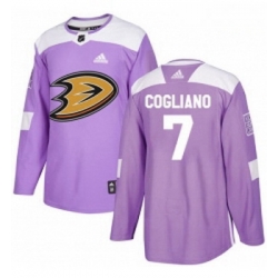 Youth Adidas Anaheim Ducks 7 Andrew Cogliano Authentic Purple Fights Cancer Practice NHL Jersey 