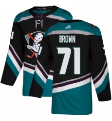 Youth Adidas Anaheim Ducks 71 JT Brown Authentic Black Teal Third NHL Jerse 