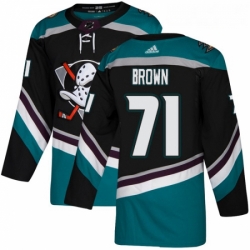 Youth Adidas Anaheim Ducks 71 JT Brown Authentic Black Teal Third NHL Jerse 