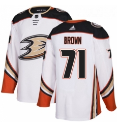 Youth Adidas Anaheim Ducks 71 JT Brown Authentic White Away NHL Jersey 