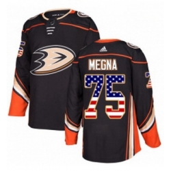 Youth Adidas Anaheim Ducks 75 Jaycob Megna Authentic Black USA Flag Fashion NHL Jersey 