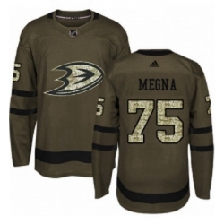 Youth Adidas Anaheim Ducks 75 Jaycob Megna Authentic Green Salute to Service NHL Jersey 