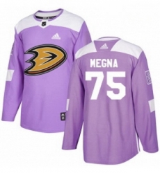 Youth Adidas Anaheim Ducks 75 Jaycob Megna Authentic Purple Fights Cancer Practice NHL Jersey 