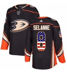 Youth Adidas Anaheim Ducks 8 Teemu Selanne Authentic Black USA Flag Fashion NHL Jersey 