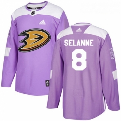 Youth Adidas Anaheim Ducks 8 Teemu Selanne Authentic Purple Fights Cancer Practice NHL Jersey 