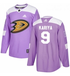 Youth Adidas Anaheim Ducks 9 Paul Kariya Authentic Purple Fights Cancer Practice NHL Jersey 