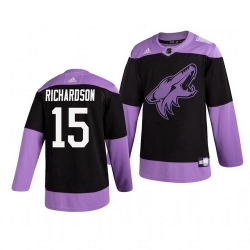 Coyotes 15 Brad Richardson Black Purple Hockey Fights Cancer Adidas Jersey