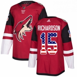 Mens Adidas Arizona Coyotes 15 Brad Richardson Authentic Red USA Flag Fashion NHL Jersey 