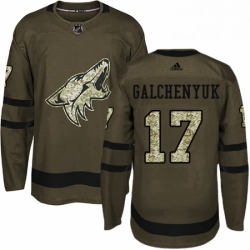 Mens Adidas Arizona Coyotes 17 Alex Galchenyuk Green Salute to Service Stitched NHL Jersey 