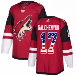 Mens Adidas Arizona Coyotes 17 Alex Galchenyuk Maroon Home Authentic USA Flag Stitched NHL Jersey 
