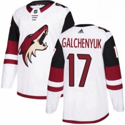 Mens Adidas Arizona Coyotes 17 Alex Galchenyuk White Road Authentic Stitched NHL Jersey 