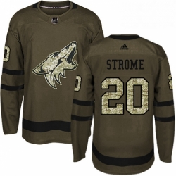 Mens Adidas Arizona Coyotes 20 Dylan Strome Authentic Green Salute to Service NHL Jersey 