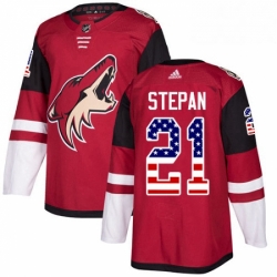Mens Adidas Arizona Coyotes 21 Derek Stepan Authentic Red USA Flag Fashion NHL Jersey 