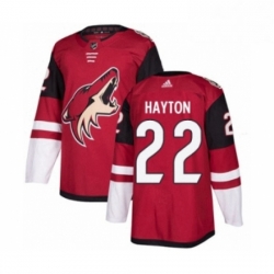 Mens Adidas Arizona Coyotes 22 Barrett Hayton Premier Burgundy Red Home NHL Jerse