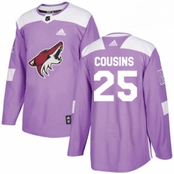 Mens Adidas Arizona Coyotes 25 Nick Cousins Authentic Purple Fights Cancer Practice NHL Jersey 