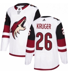 Mens Adidas Arizona Coyotes 26 Marcus Kruger Authentic White Away NHL Jersey 