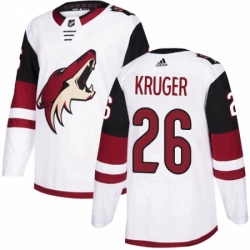 Mens Adidas Arizona Coyotes 26 Marcus Kruger Authentic White Away NHL Jersey 