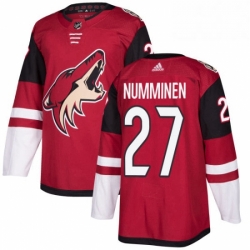 Mens Adidas Arizona Coyotes 27 Teppo Numminen Authentic Burgundy Red Home NHL Jersey 