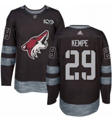 Mens Adidas Arizona Coyotes 29 Mario Kempe Authentic Black 1917 2017 100th Anniversary NHL Jersey 