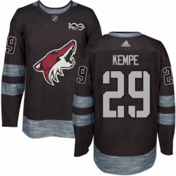 Mens Adidas Arizona Coyotes 29 Mario Kempe Premier Black 1917 2017 100th Anniversary NHL Jersey 