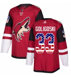 Mens Adidas Arizona Coyotes 33 Alex Goligoski Authentic Red USA Flag Fashion NHL Jersey 