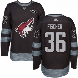Mens Adidas Arizona Coyotes 36 Christian Fischer Authentic Black 1917 2017 100th Anniversary NHL Jersey 