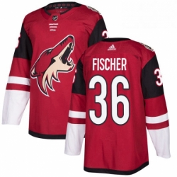 Mens Adidas Arizona Coyotes 36 Christian Fischer Premier Burgundy Red Home NHL Jersey 