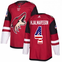Mens Adidas Arizona Coyotes 4 Niklas Hjalmarsson Authentic Red USA Flag Fashion NHL Jersey 